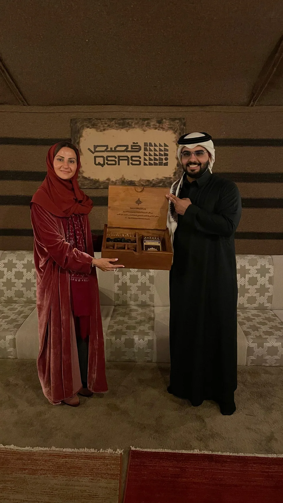 Presenting a selection of Saweeg products during the meeting with Princess Sara bint Bandar